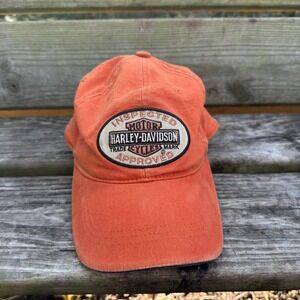 Harley-Davidson Motorcycles Inspected Approved Orange Baseball Hat Cap Men 7 3/8